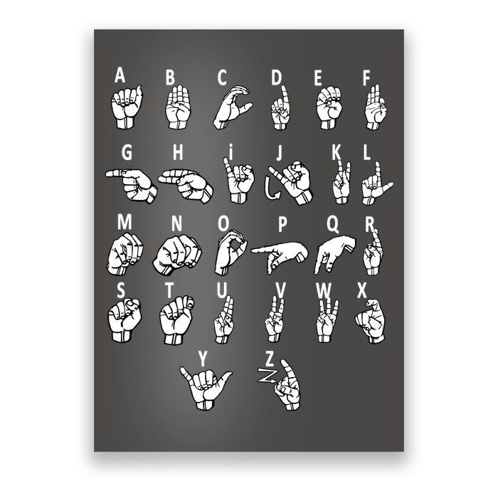 Sign Language Alphabet For ASL Interpreter Deaf Teacher Stud Poster