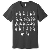 Sign Language Alphabet For ASL Interpreter Deaf Teacher Stud Premium T-Shirt
