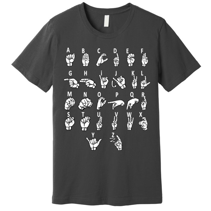 Sign Language Alphabet For ASL Interpreter Deaf Teacher Stud Premium T-Shirt