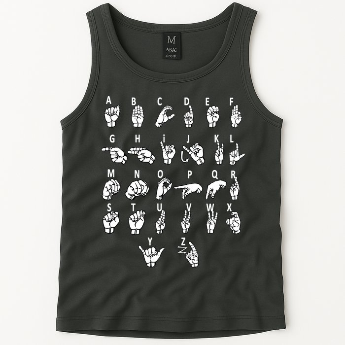 Sign Language Alphabet For ASL Interpreter Deaf Teacher Stud Tank Top
