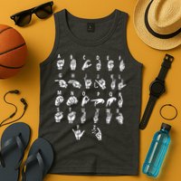 Sign Language Alphabet For ASL Interpreter Deaf Teacher Stud Tank Top