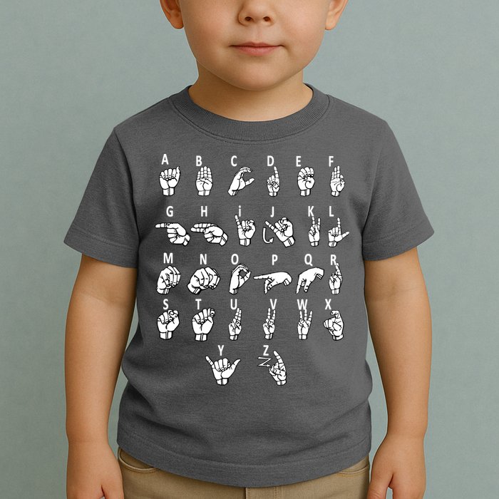 Sign Language Alphabet For ASL Interpreter Deaf Teacher Stud Toddler T-Shirt