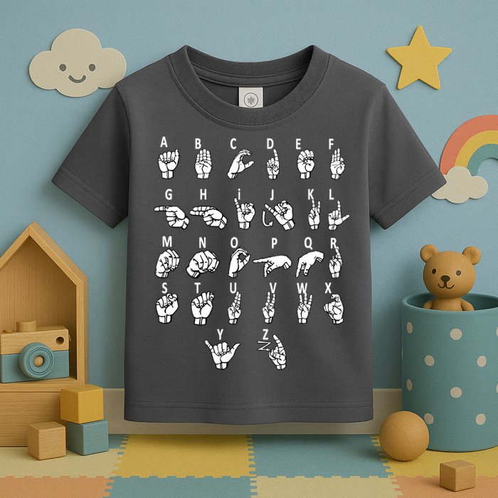 Sign Language Alphabet For ASL Interpreter Deaf Teacher Stud Toddler T-Shirt