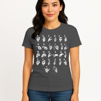Sign Language Alphabet For ASL Interpreter Deaf Teacher Stud Womens T-Shirt