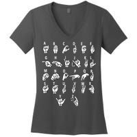 Sign Language Alphabet For ASL Interpreter Deaf Teacher Stud Women's V-Neck T-Shirt