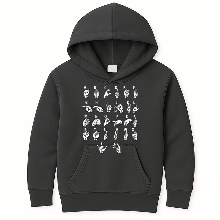 Sign Language Alphabet For ASL Interpreter Deaf Teacher Stud Kids Hoodie