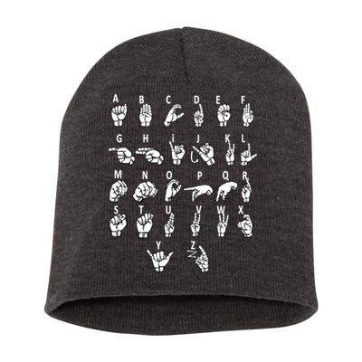 Sign Language Alphabet For ASL Interpreter Deaf Teacher Stud Short Acrylic Beanie