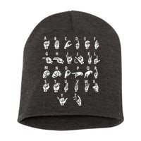 Sign Language Alphabet For ASL Interpreter Deaf Teacher Stud Short Acrylic Beanie
