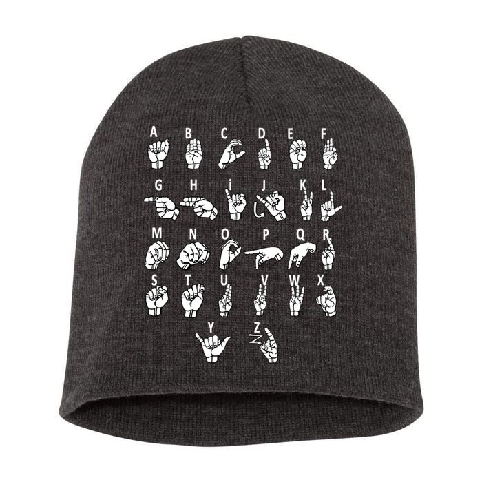 Sign Language Alphabet For ASL Interpreter Deaf Teacher Stud Short Acrylic Beanie