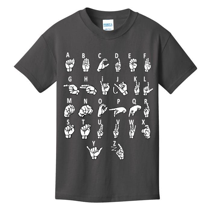 Sign Language Alphabet For ASL Interpreter Deaf Teacher Stud Kids T-Shirt