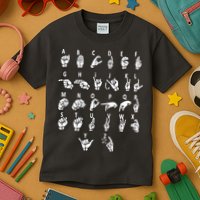Sign Language Alphabet For ASL Interpreter Deaf Teacher Stud Kids T-Shirt