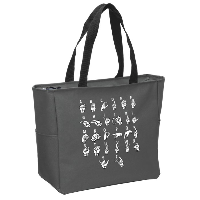 Sign Language Alphabet For ASL Interpreter Deaf Teacher Stud Zip Tote Bag