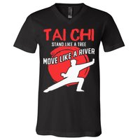 Stand Like a Tree Move Like a River Tai Chi V-Neck T-Shirt