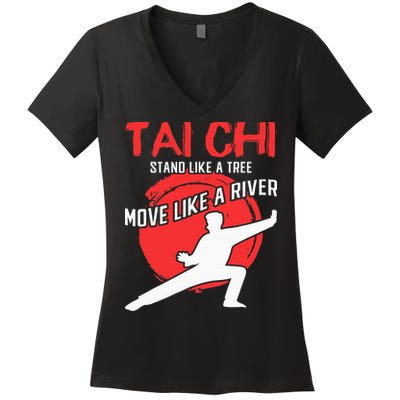 Stand Like a Tree Move Like a River Tai Chi Women's V-Neck T-Shirt