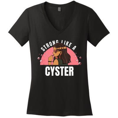 Strong Like A Cyster Pcos Awareness Women's V-Neck T-Shirt