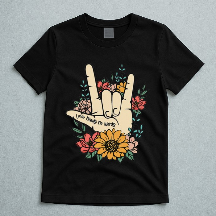 Sign Language Asl Love Needs No Words Special Education Spee T-Shirt