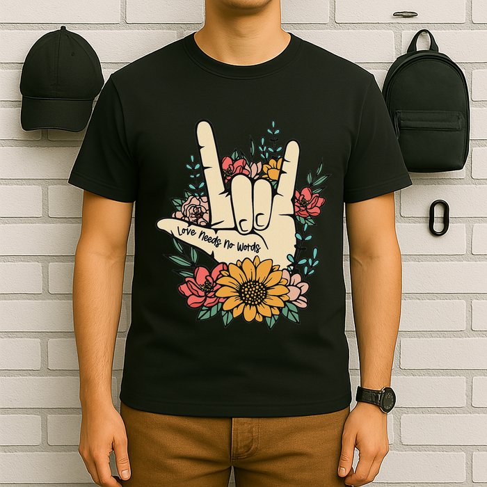 Sign Language Asl Love Needs No Words Special Education Spee T-Shirt