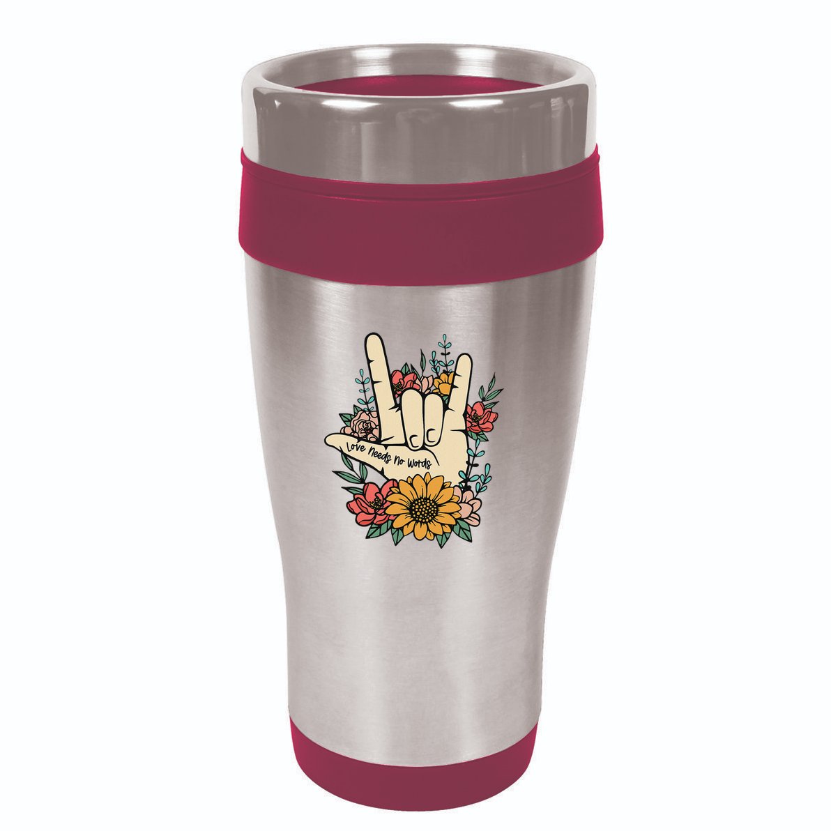 Sign Language Asl Love Needs No Words Special Education Spee 16oz Travel Tumbler