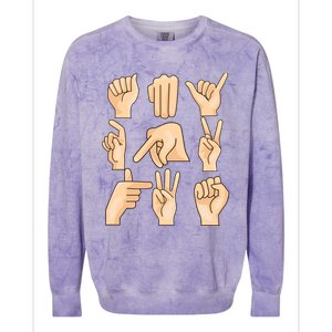 Sign Language Asl Teacher Hand Learning Hearing Impaired Gift Colorblast Crewneck Sweatshirt