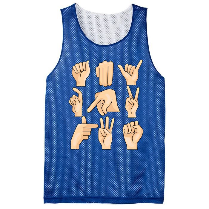 Sign Language Asl Teacher Hand Learning Hearing Impaired Gift Mesh Reversible Basketball Jersey Tank