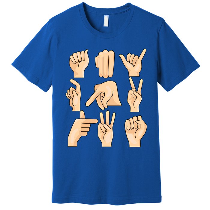 Sign Language Asl Teacher Hand Learning Hearing Impaired Gift Premium T-Shirt