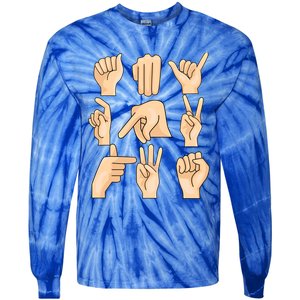 Sign Language Asl Teacher Hand Learning Hearing Impaired Gift Tie-Dye Long Sleeve Shirt