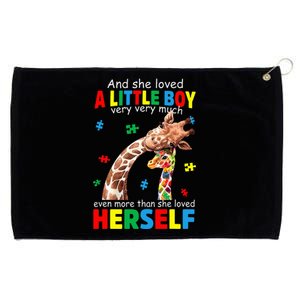 She Loved A Little Giraffe Autism Puzzle Piece Grommeted Golf Towel