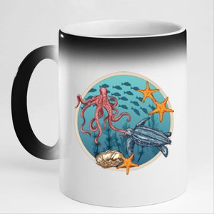 Sea Life Aquarium Cool Marine 11oz Black Color Changing Mug