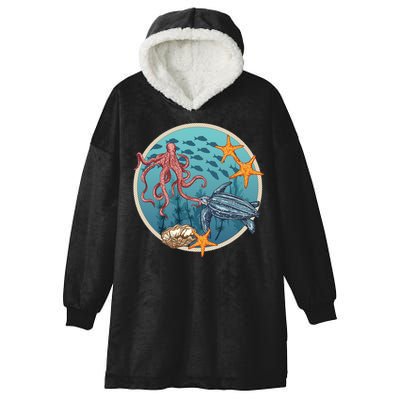 Sea Life Aquarium Cool Marine Hooded Wearable Blanket