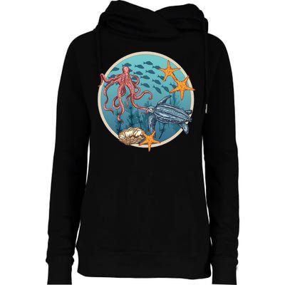 Sea Life Aquarium Cool Marine Womens Funnel Neck Pullover Hood