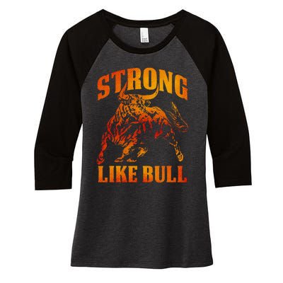 Strong Like A Bull Powerlifting Bodybuilding Women's Tri-Blend 3/4-Sleeve Raglan Shirt