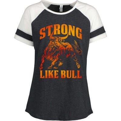 Strong Like A Bull Powerlifting Bodybuilding Enza Ladies Jersey Colorblock Tee