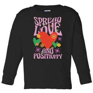 Spread Love And Positivity Retro Heart Toddler Long Sleeve Shirt