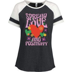 Spread Love And Positivity Retro Heart Enza Ladies Jersey Colorblock Tee