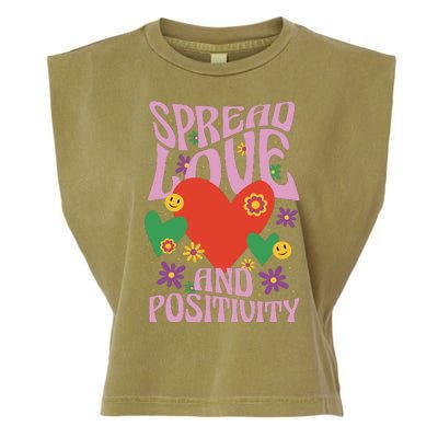 Spread Love And Positivity Retro Heart Garment-Dyed Women's Muscle Tee