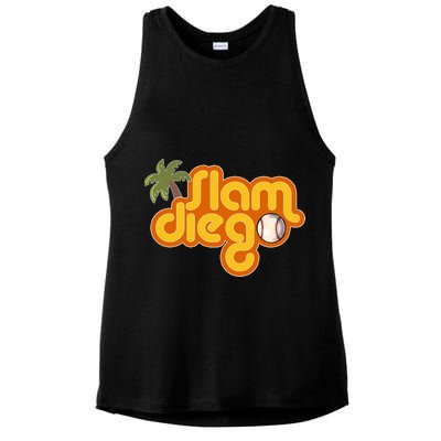 Slam Diego Tropical Baseball Ladies PosiCharge Tri-Blend Wicking Tank