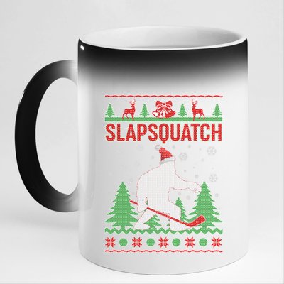 Slapsquatch Ugly Christmas Sweater Bigfoot 11oz Black Color Changing Mug