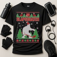 Slapsquatch Ugly Christmas Sweater Bigfoot Cooling Performance Crew T-Shirt