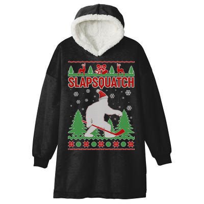 Slapsquatch Ugly Christmas Sweater Bigfoot Hooded Wearable Blanket