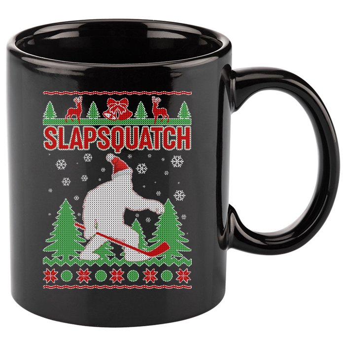 Slapsquatch Ugly Christmas Sweater Bigfoot 11oz C Handle Ceramic Mug