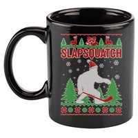 Slapsquatch Ugly Christmas Sweater Bigfoot 11oz C Handle Ceramic Mug