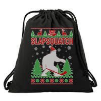 Slapsquatch Ugly Christmas Sweater Bigfoot Drawstring Bag