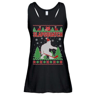 Slapsquatch Ugly Christmas Sweater Bigfoot Ladies Essential Flowy Tank