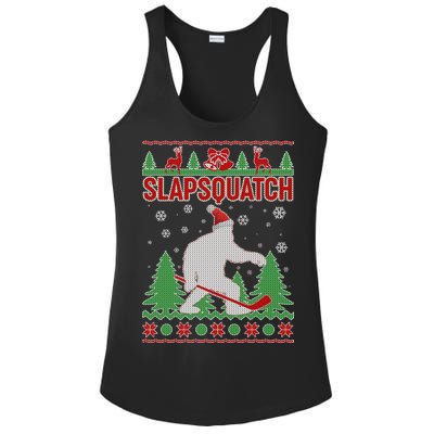 Slapsquatch Ugly Christmas Sweater Bigfoot Ladies PosiCharge Competitor Racerback Tank