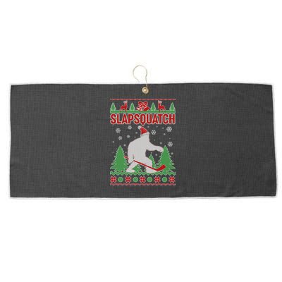 Slapsquatch Ugly Christmas Sweater Bigfoot Large Microfiber Waffle Golf Towel