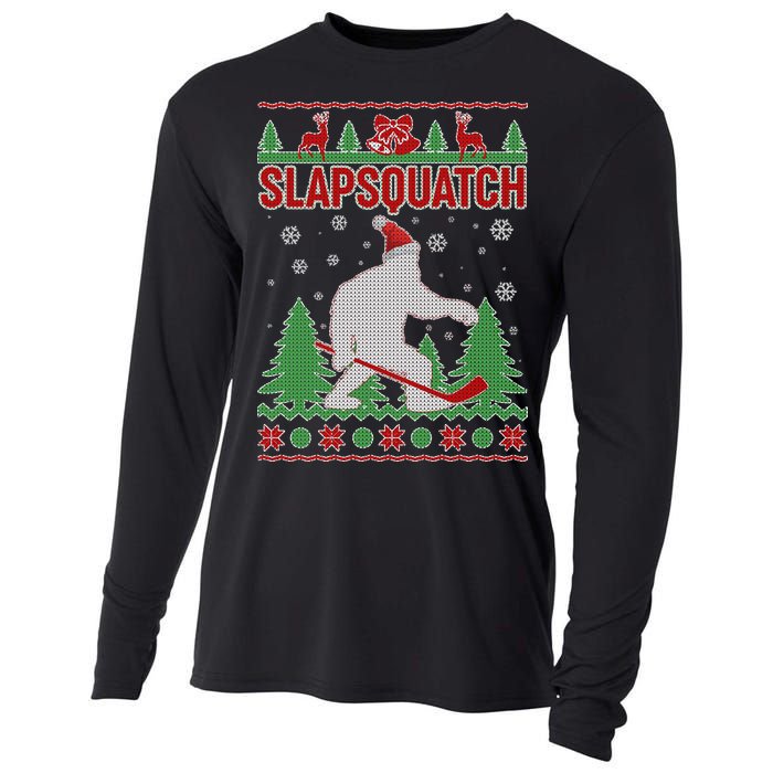 Slapsquatch Ugly Christmas Sweater Bigfoot Cooling Performance Long Sleeve Crew