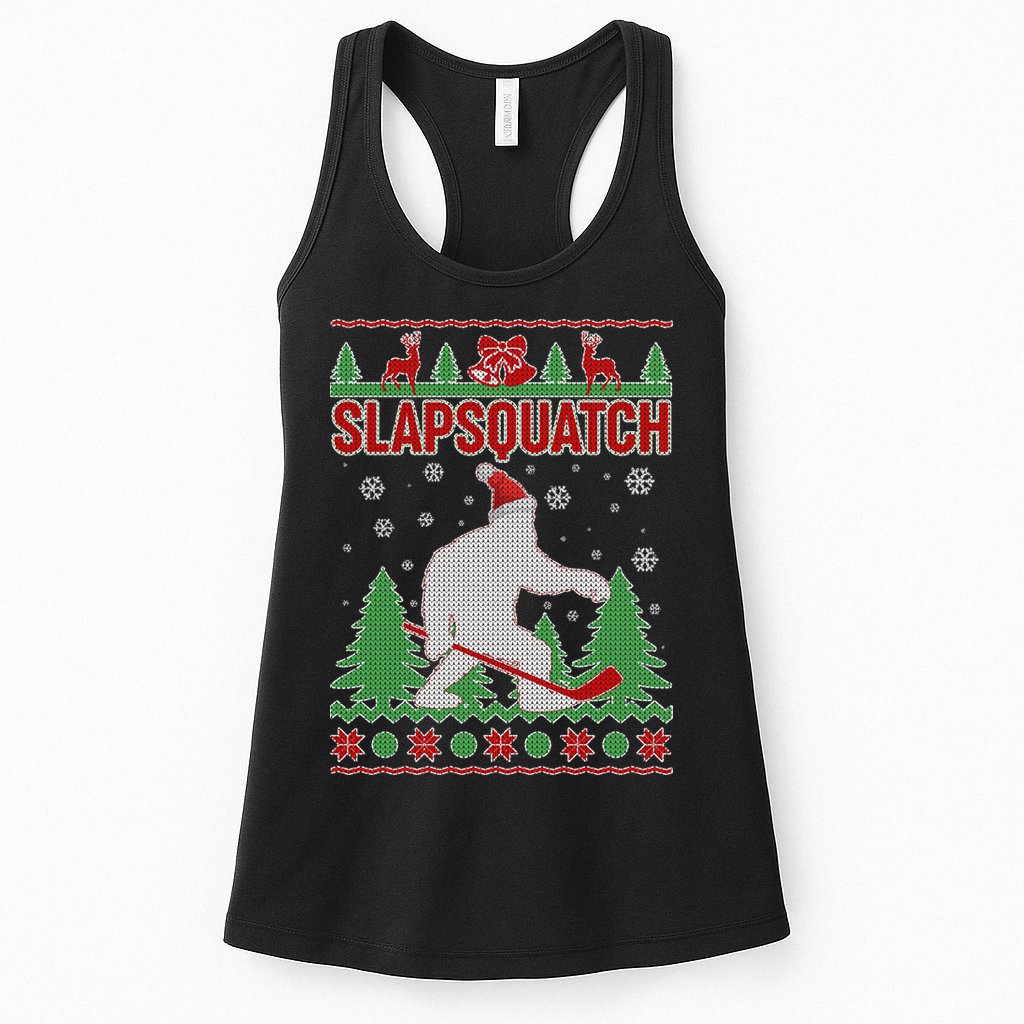 Slapsquatch Ugly Christmas Sweater Bigfoot Womens Tank Top