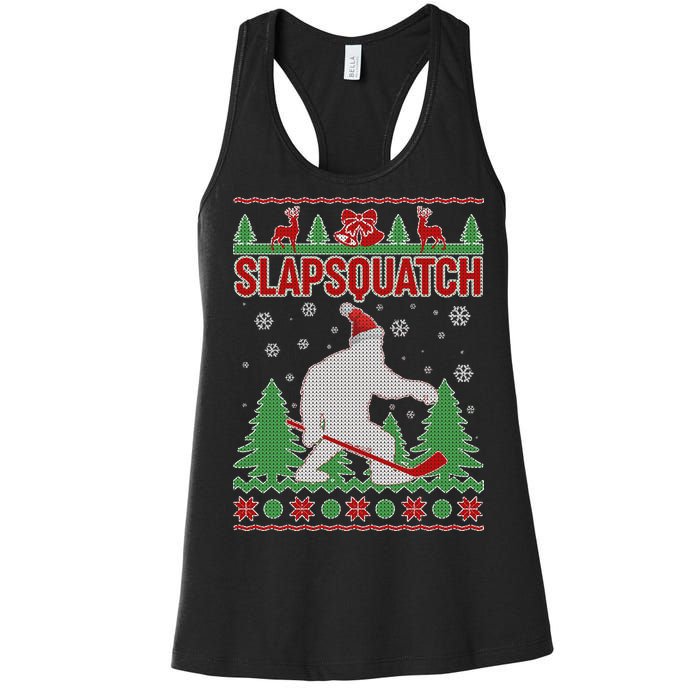 Slapsquatch Ugly Christmas Sweater Bigfoot Women's Racerback Tank