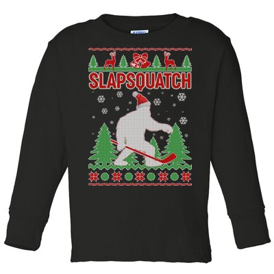 Slapsquatch Ugly Christmas Sweater Bigfoot Toddler Long Sleeve Shirt