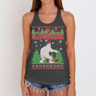 Slapsquatch Ugly Christmas Sweater Bigfoot Women's Knotted Racerback Tank